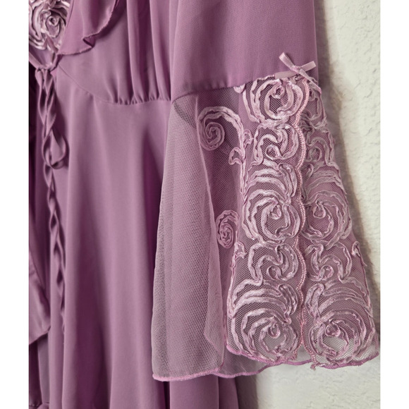 Vintage Y2K Slip Dress Nighty Babydoll Cami Robe Large Lavender Sheer Ruffle - Picture 3 of 13